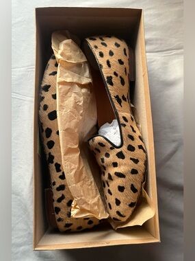 Madewell Teddy Loafer Calf Hair Truffle Leopard Print Flat Slip On Size 8 M Shoe